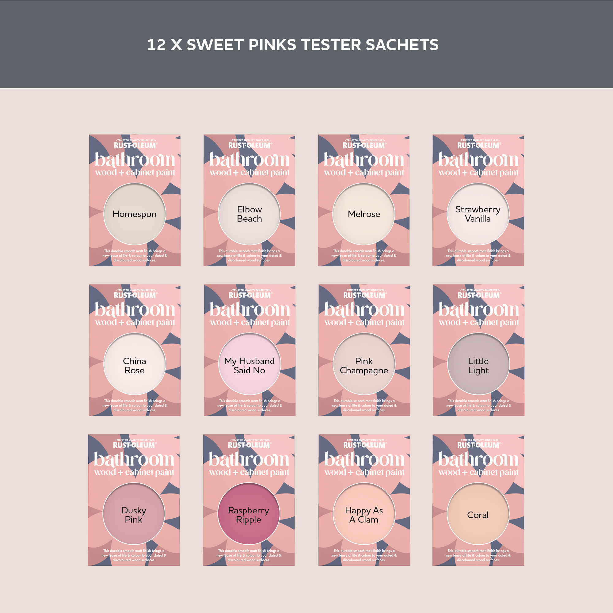 Bathroom Wood & Cabinet Paint Samples - Sweet Pinks Tester Box