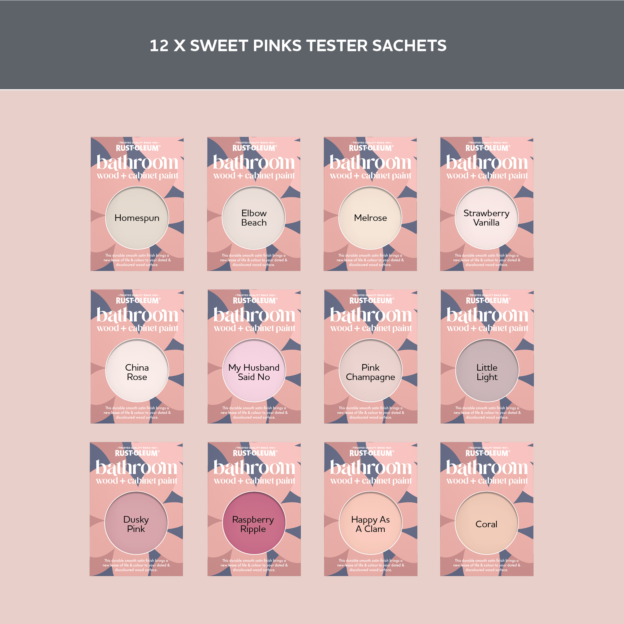 Bathroom Wood & Cabinet Paint Samples - Sweet Pinks Tester Box