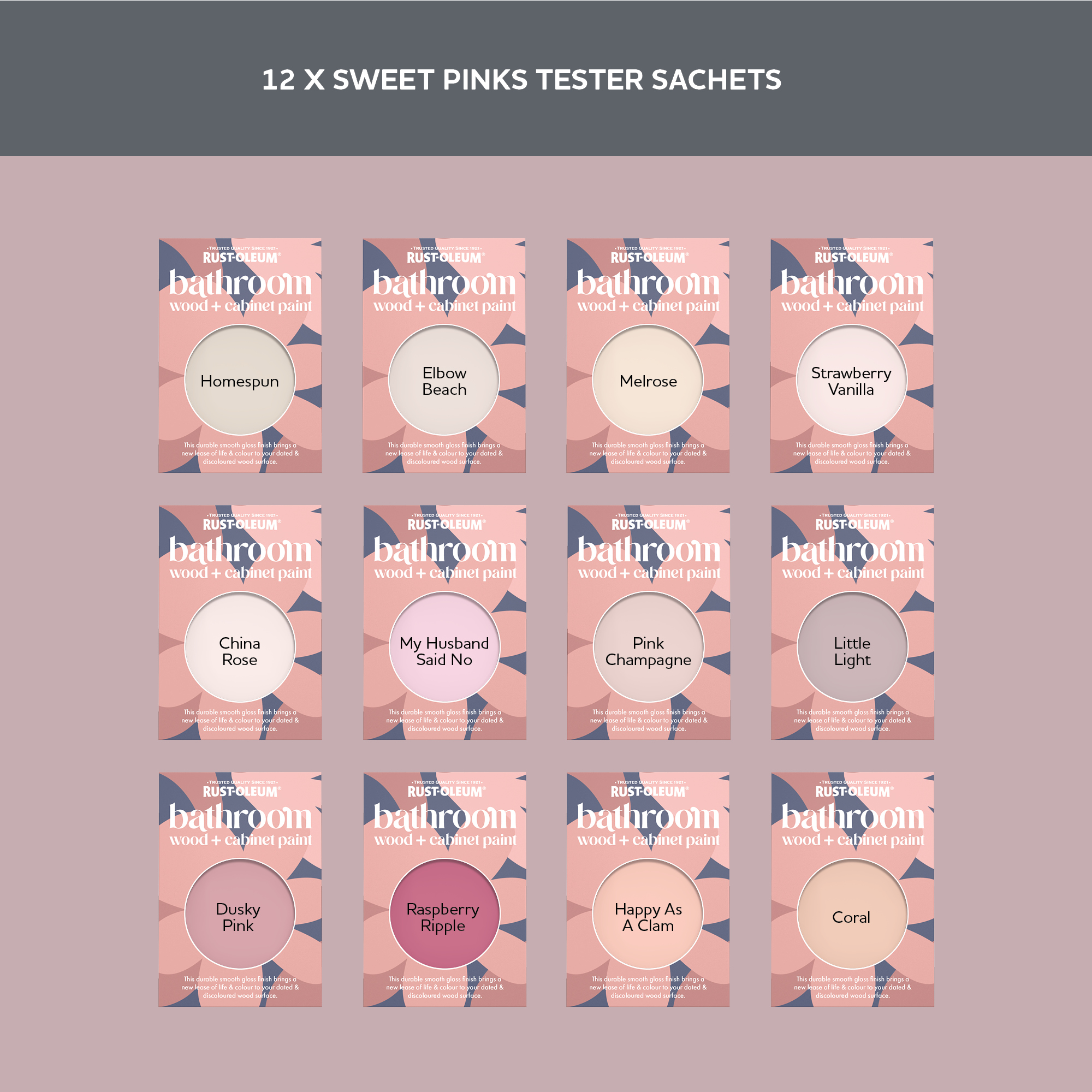 Bathroom Wood & Cabinet Paint Samples - Sweet Pinks Tester Box