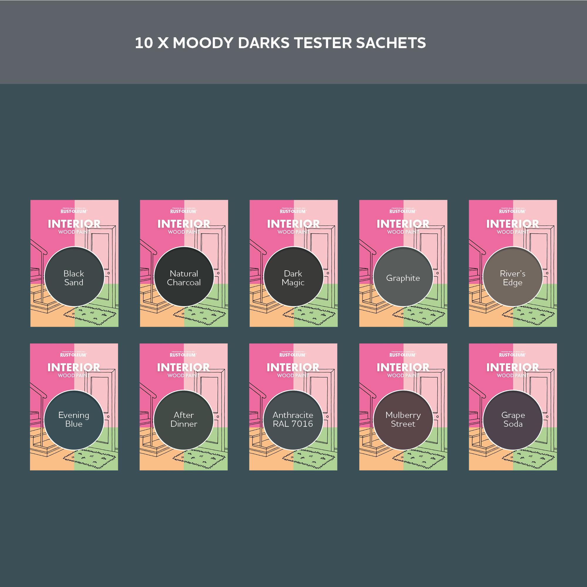 Interior Wood Paint Samples - Moody Darks Tester Box