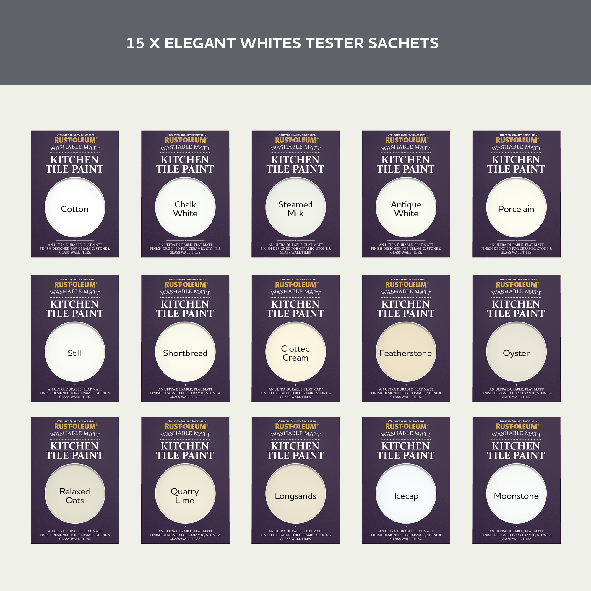 Kitchen Tile Paint Samples - Elegant Whites Tester Box