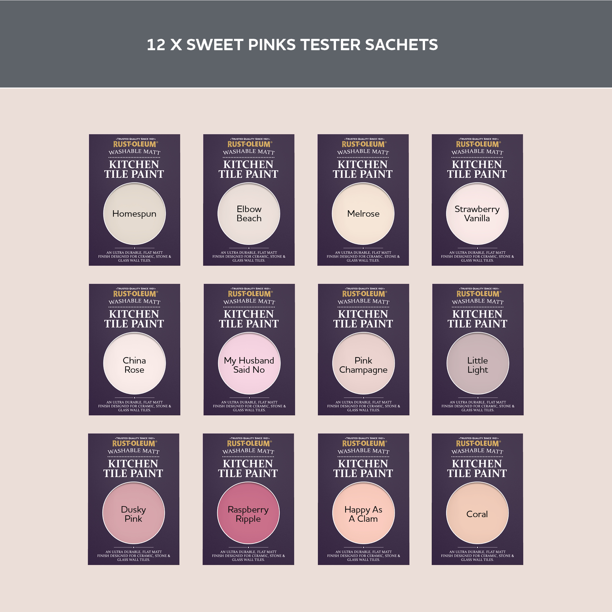 Kitchen Tile Paint Samples - Sweet Pinks Tester Box