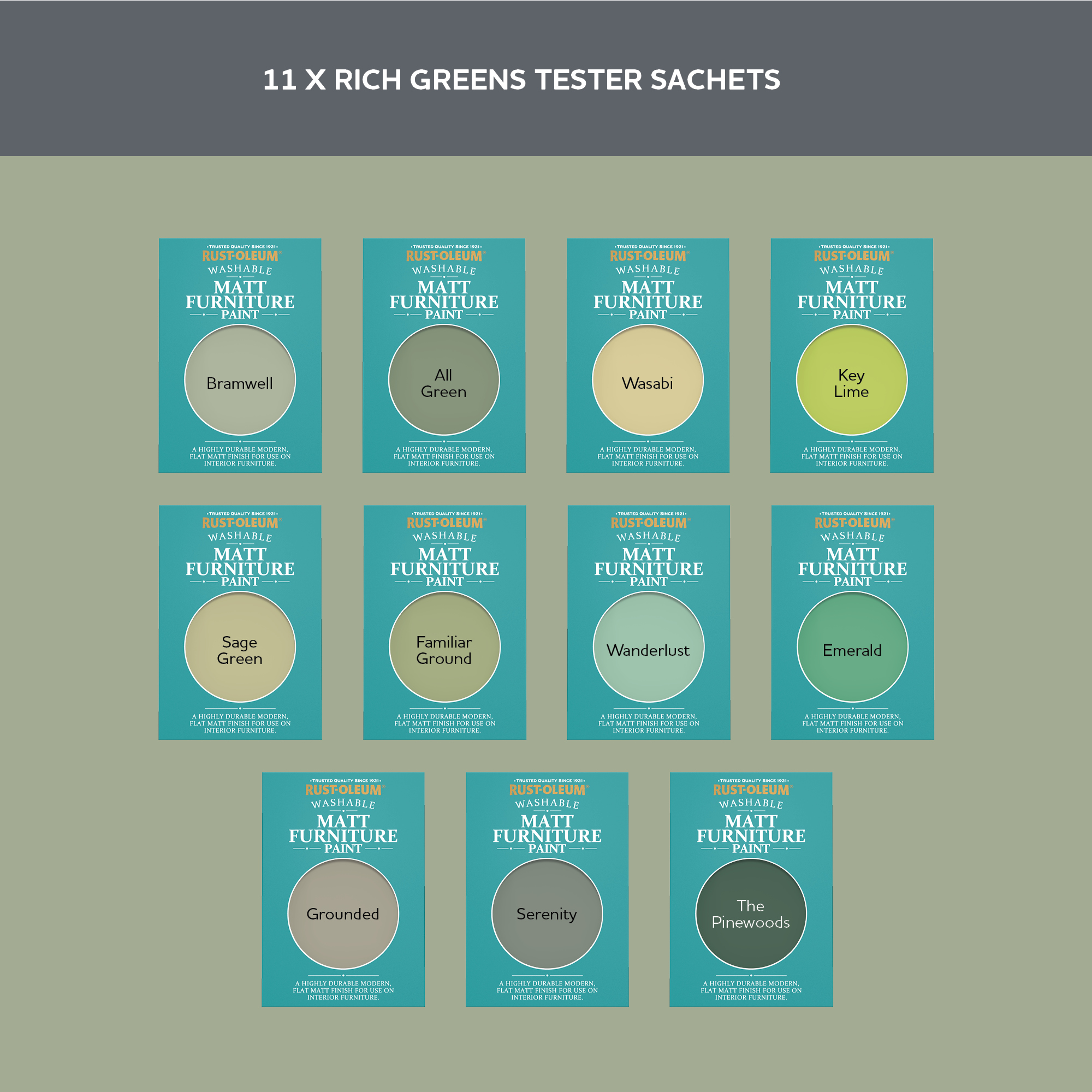 Furniture Paint Samples - Rich Greens Tester Box