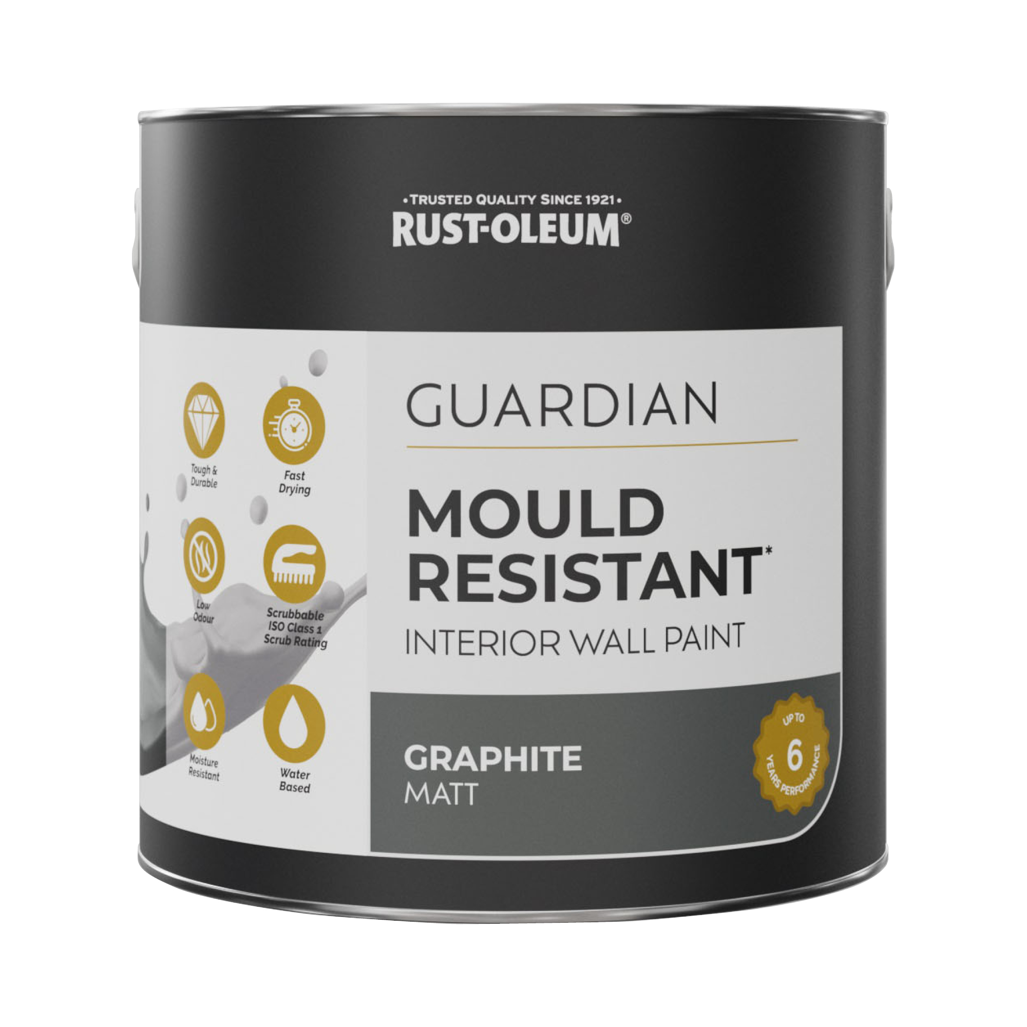 Guardian Mould Resistant Interior Wall Paint - GRAPHITE 2.5L