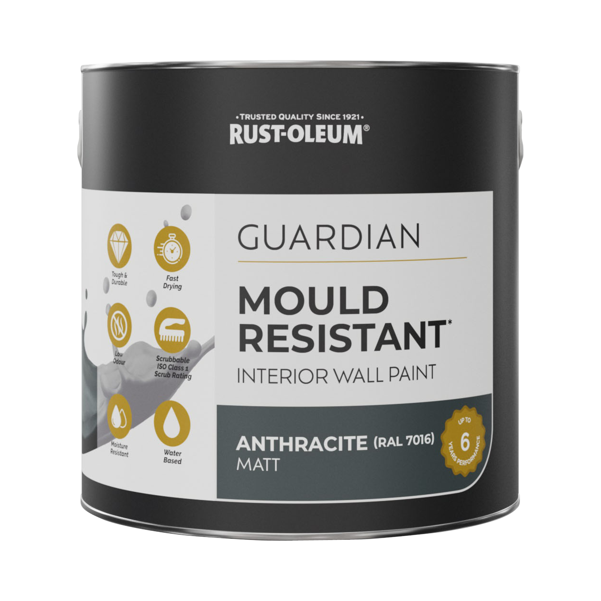 Guardian Mould Resistant Interior Wall Paint - Anthracite (Ral 7016) 2.5L