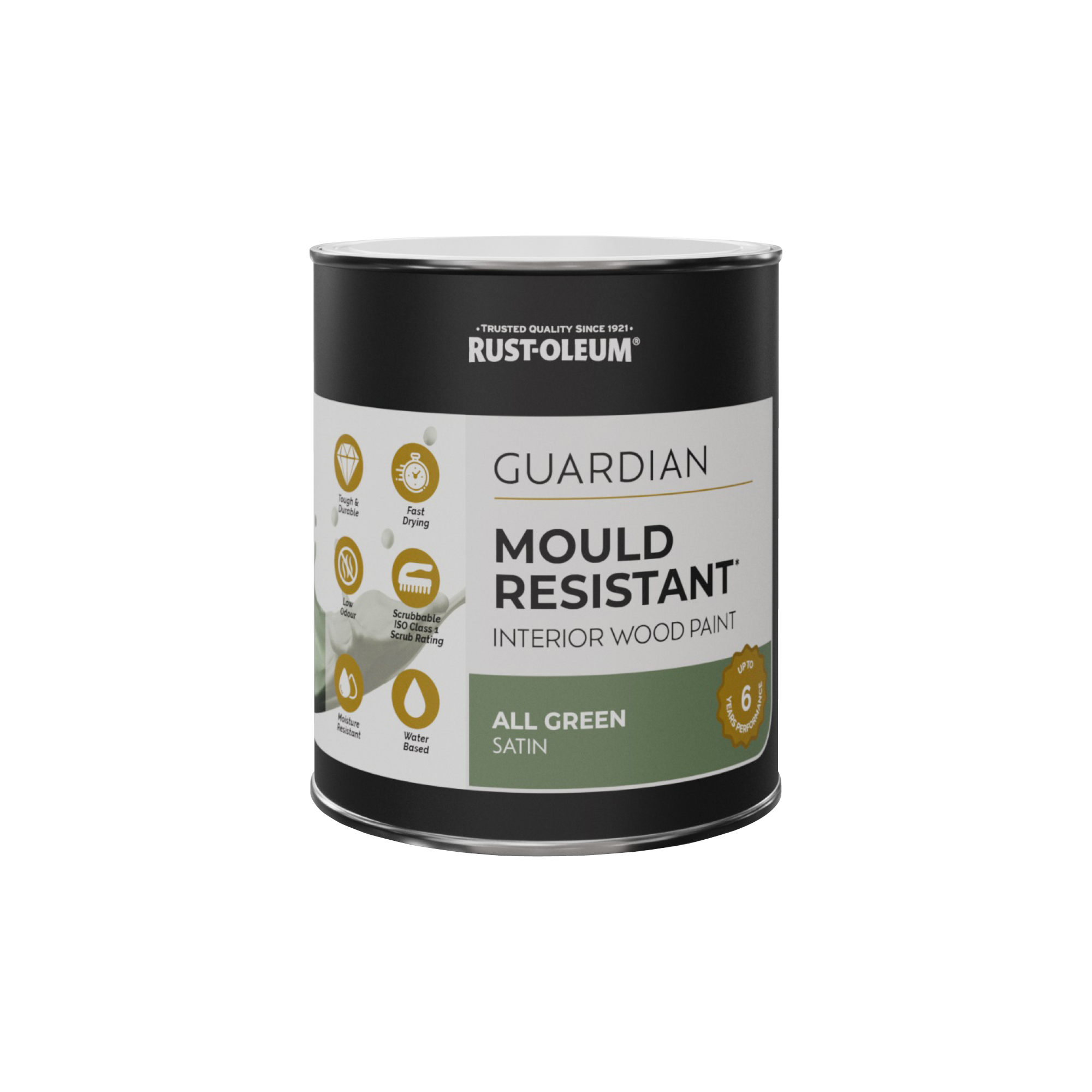 Guardian Mould Resistant Interior Wood Paint, Satin Finish - All Green 750ml