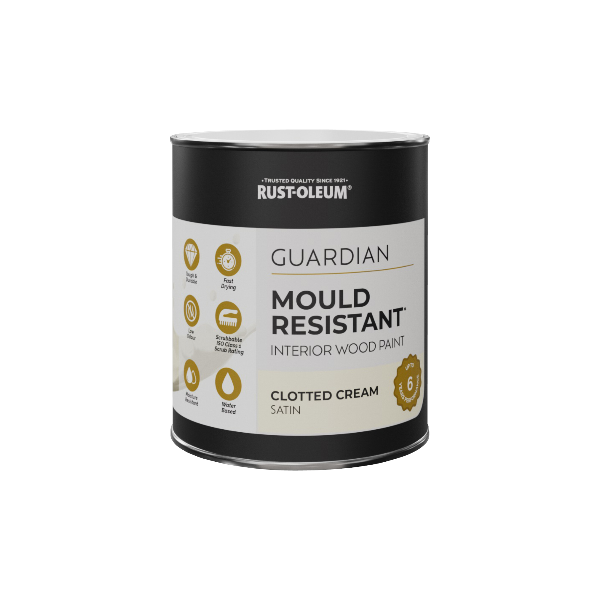 Guardian Mould Resistant Interior Wood Paint, Satin Finish - Clotted Cream 750ml
