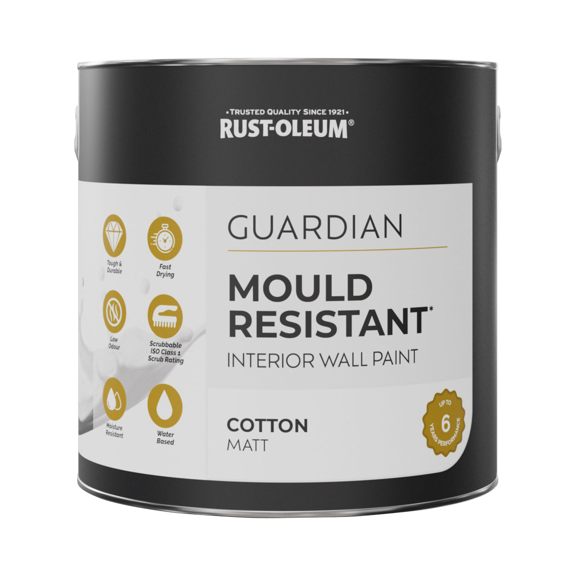 Guardian Mould Resistant Interior Wood Paint, Satin Finish - Cotton (White) 750ml