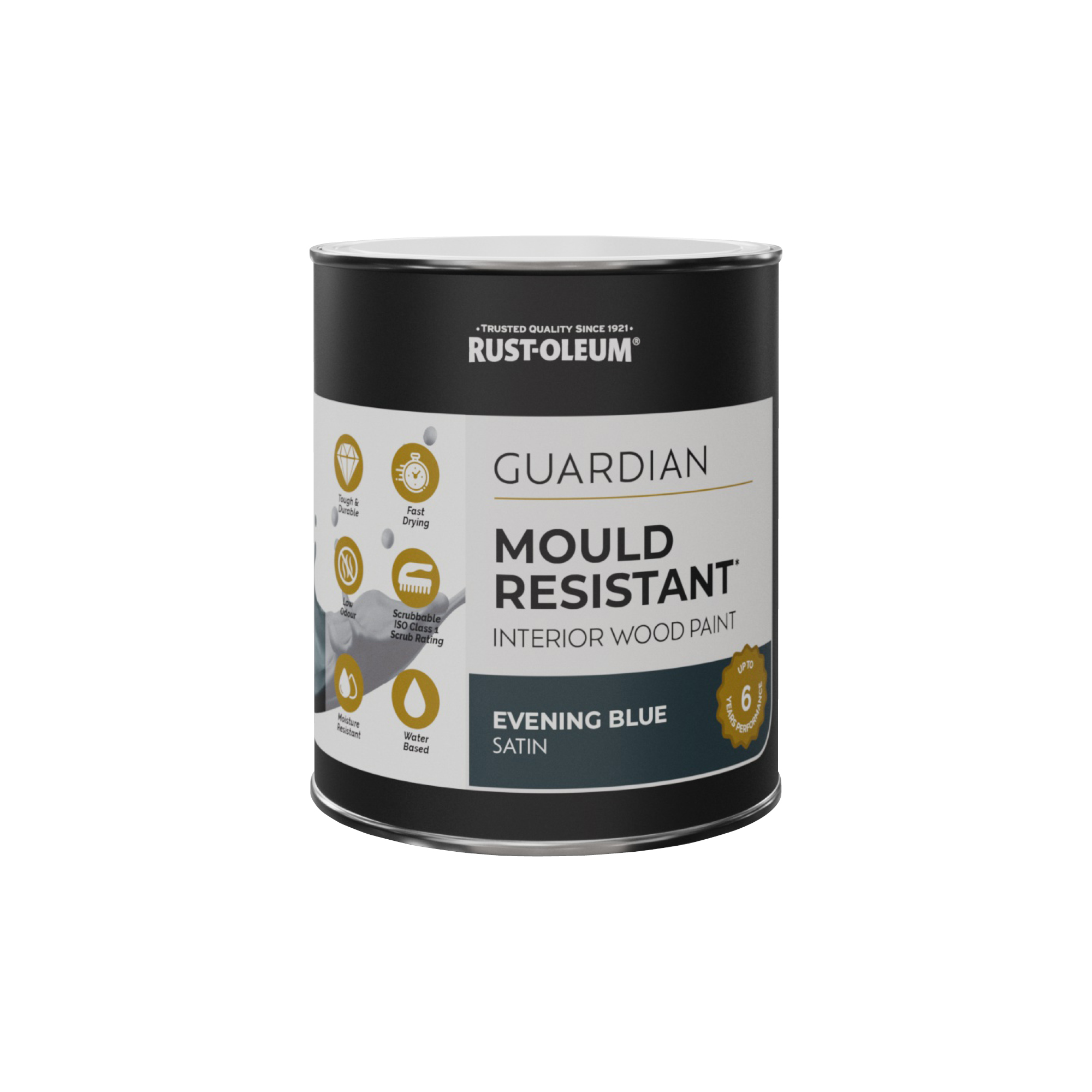 Guardian Mould Resistant Interior Wood Paint, Satin Finish - Evening Blue 750ml
