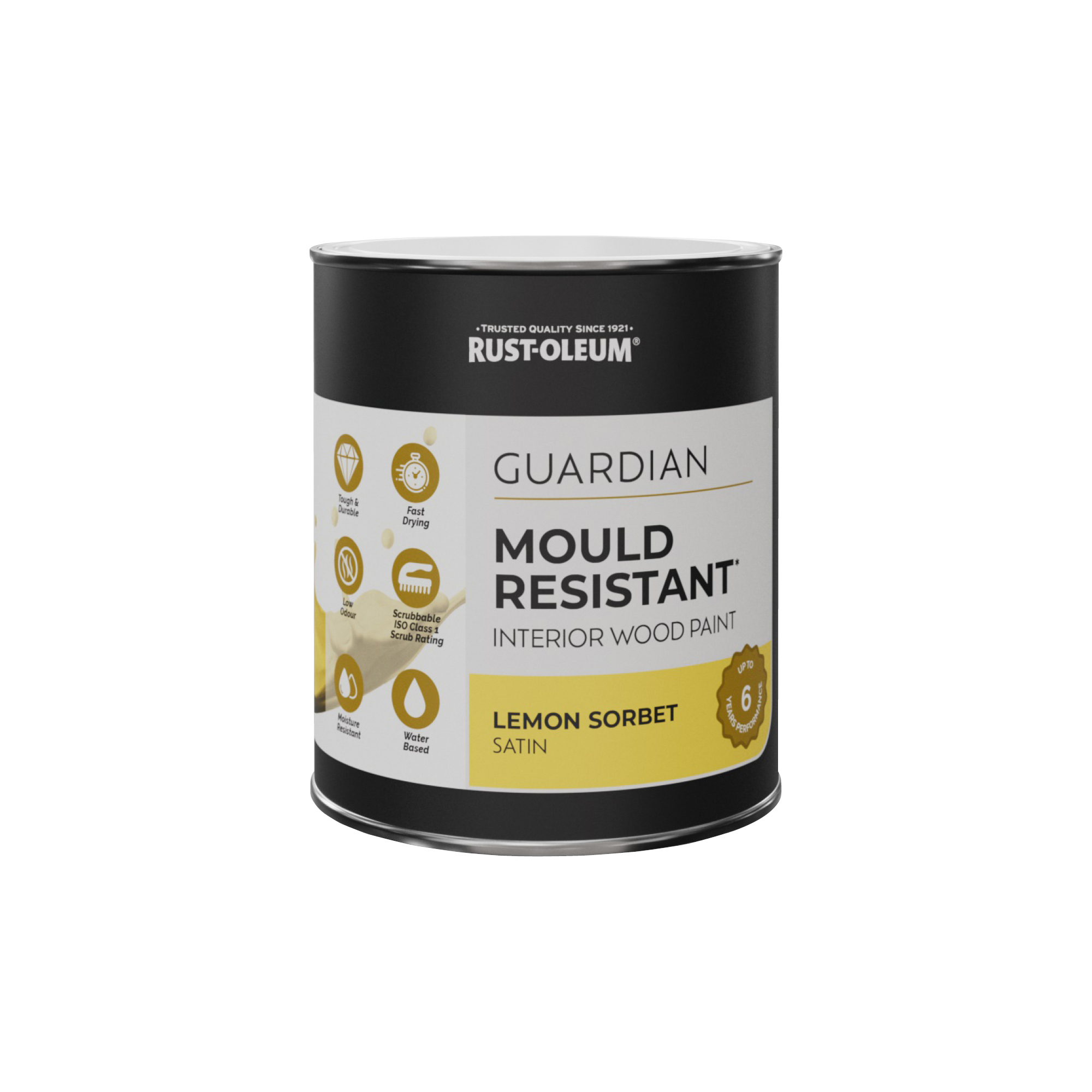 Guardian Mould Resistant Interior Wood Paint, Satin Finish - Lemon Sorbet 750ml