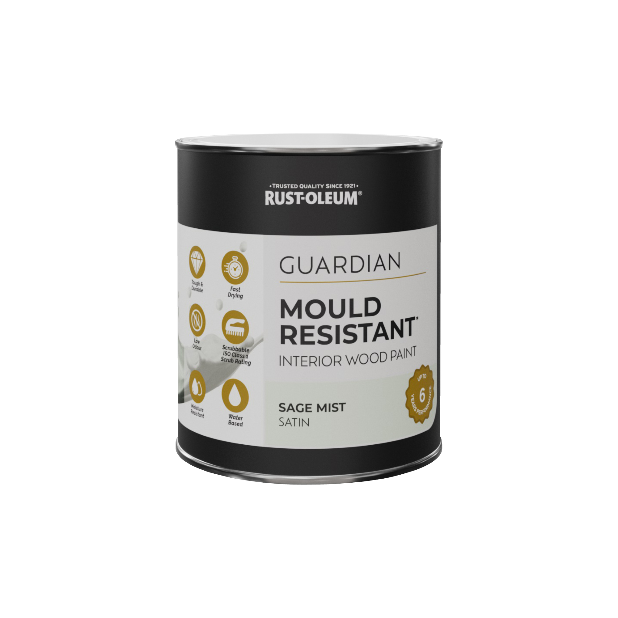Guardian Mould Resistant Interior Wood Paint, Satin Finish - Sage Mist 750ml