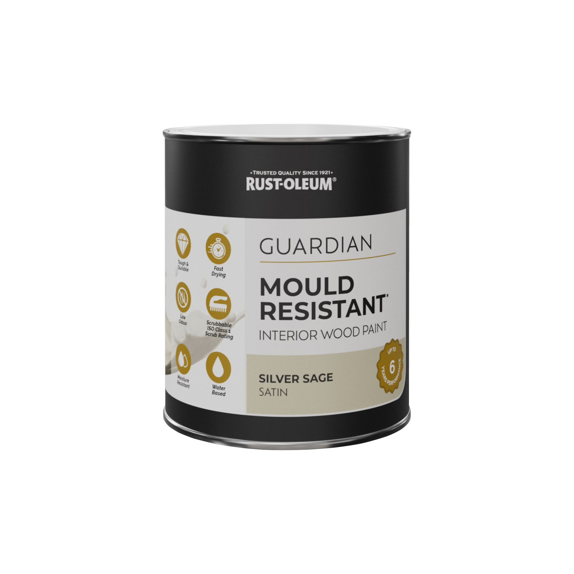 Guardian Mould Resistant Interior Wood Paint, Satin Finish - Silver Sage 750ml
