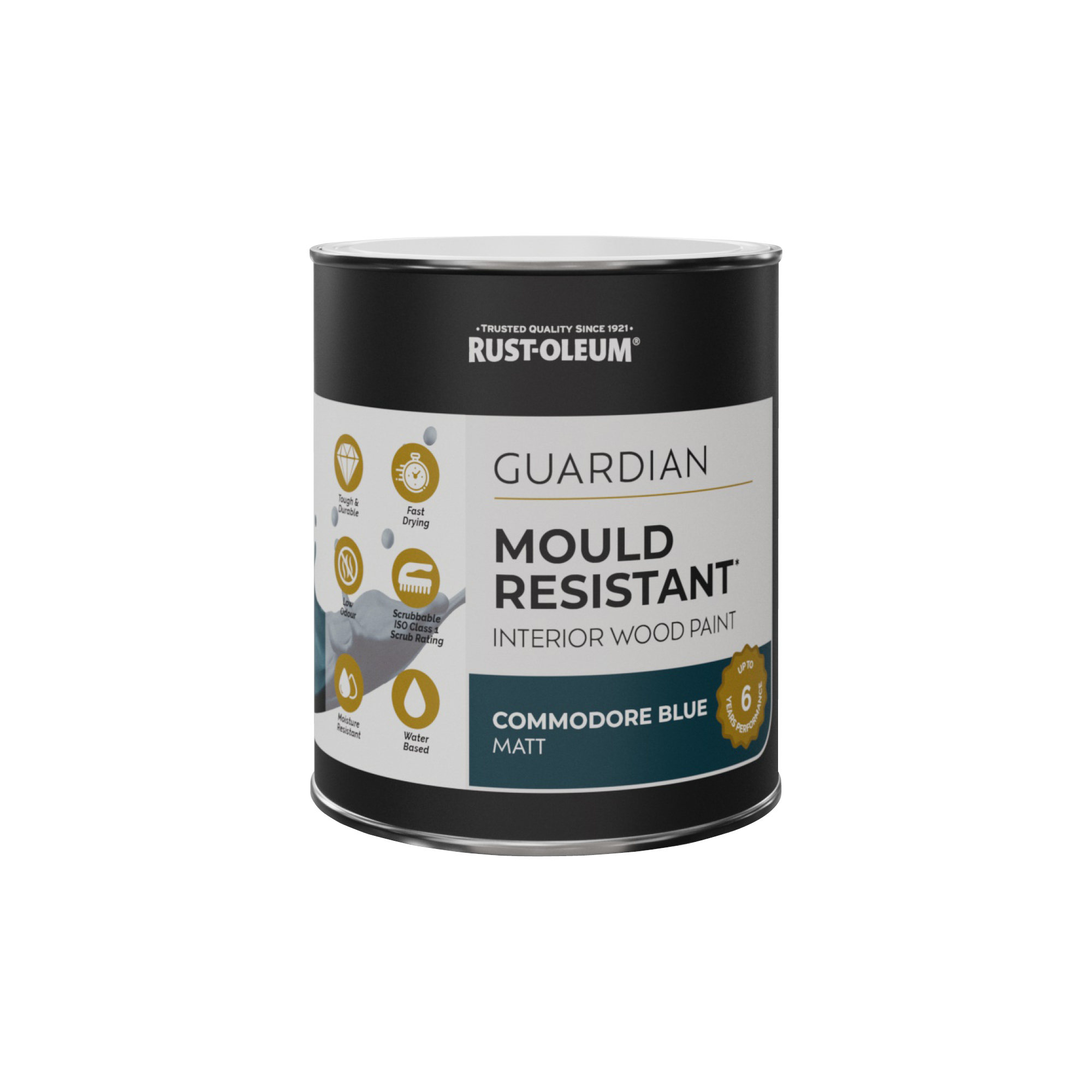 Guardian Mould Resistant Interior Wood Paint, Matt Finish - Commodore Blue 750ml