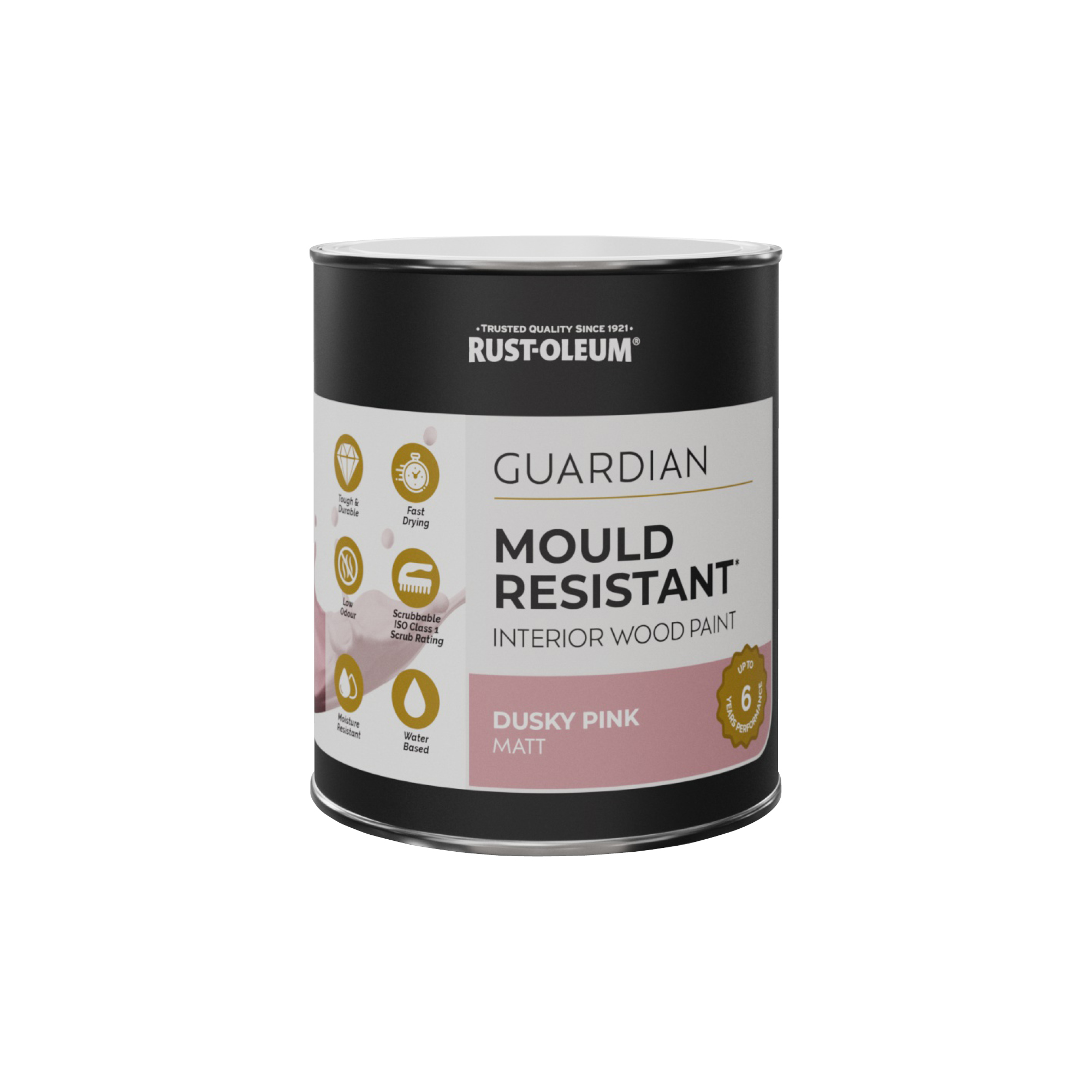 Guardian Mould Resistant Interior Wood Paint, Matt Finish - Dusky Pink 750ml