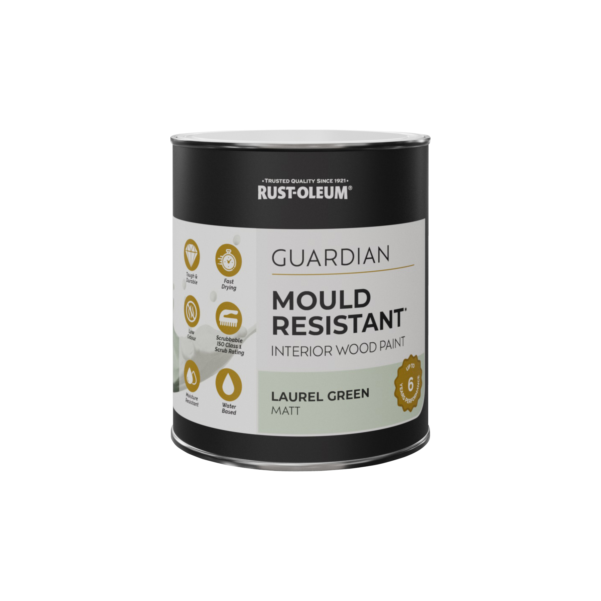 Guardian Mould Resistant Interior Wood Paint, Matt Finish - Laurel Green 750ml