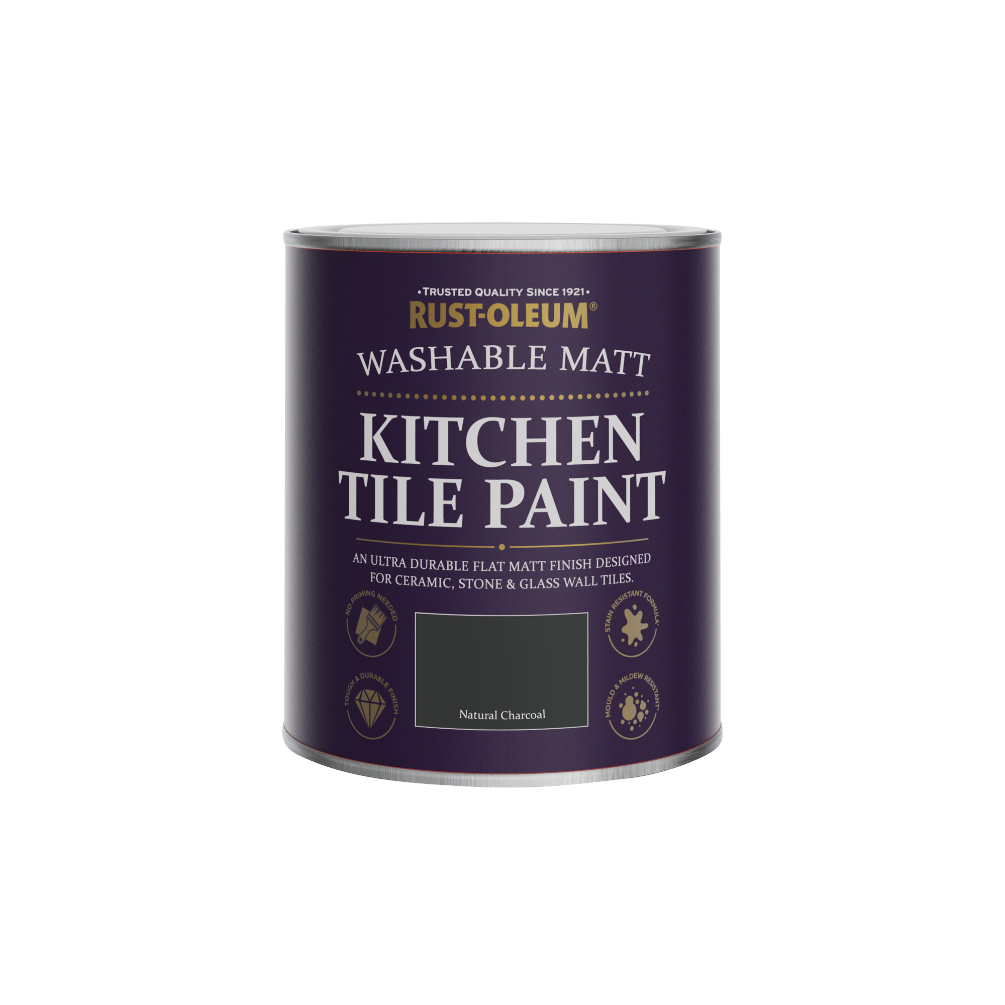 Kitchen Tile Paint, Matt Finish - Natural Charcoal (Black) 750ml
