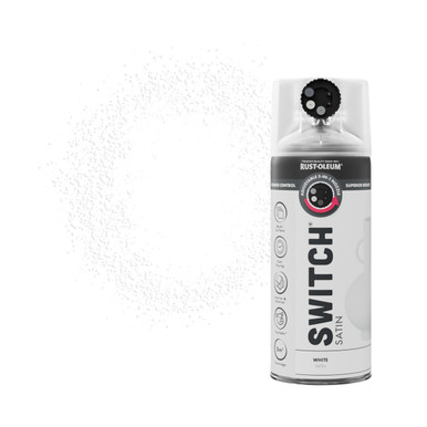Switch 5 in 1 Nozzle Multi Surface Topcoat Decorative Spray Paint Aerosol 400ml White Satin Finish