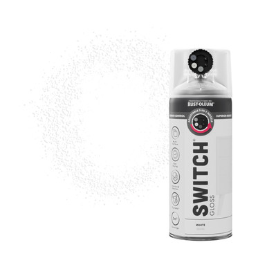 Switch 5 in 1 Nozzle Multi Surface Topcoat Decorative Spray Paint Aerosol 400ml White Gloss Finish