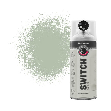 Switch 5 in 1 Nozzle Multi Surface Topcoat Decorative Spray Paint Aerosol 400ml Cotswold Sage Satin 