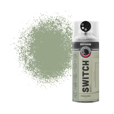 Switch 5 in 1 Nozzle Multi Surface Topcoat Decorative Spray Paint Aerosol 400ml Vintage Green Matt F