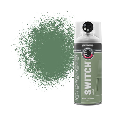 Switch 5 in 1 Nozzle Multi Surface Topcoat Decorative Spray Paint Aerosol 400ml Woodland Green Matt 