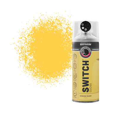 Switch 5 in 1 Nozzle Multi Surface Topcoat Decorative Spray Paint Aerosol 400ml Sunshine Yellow Glos