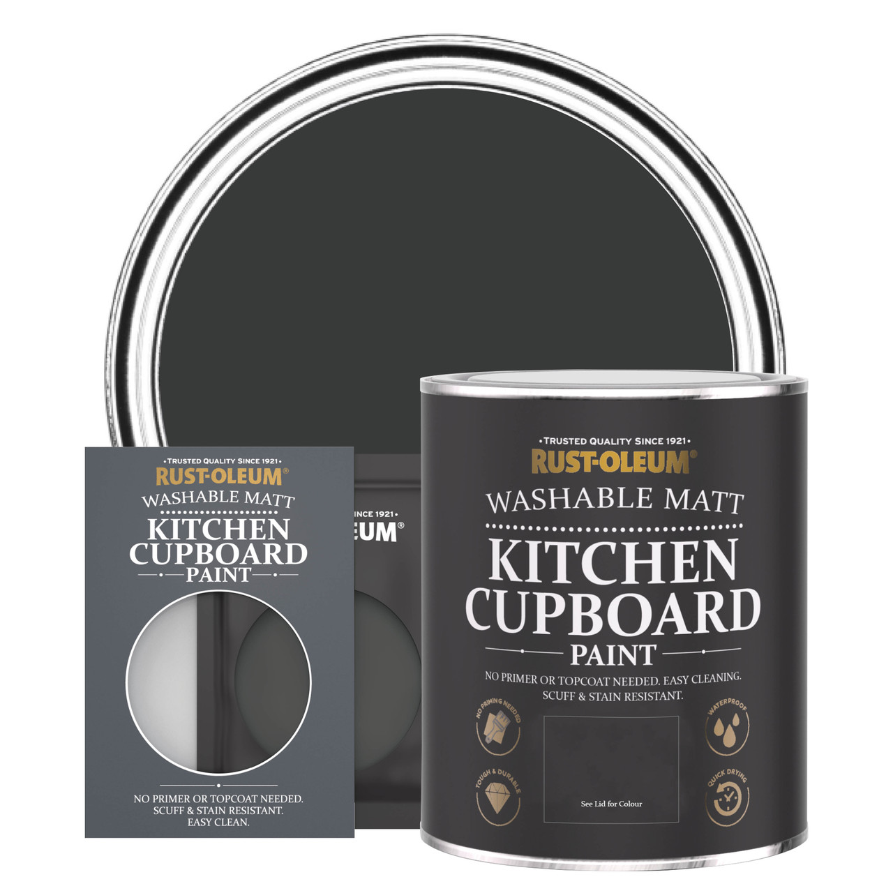 rust-oleum kitchen cupboard paint, matt finish - natural charcoal (black) - 750ml