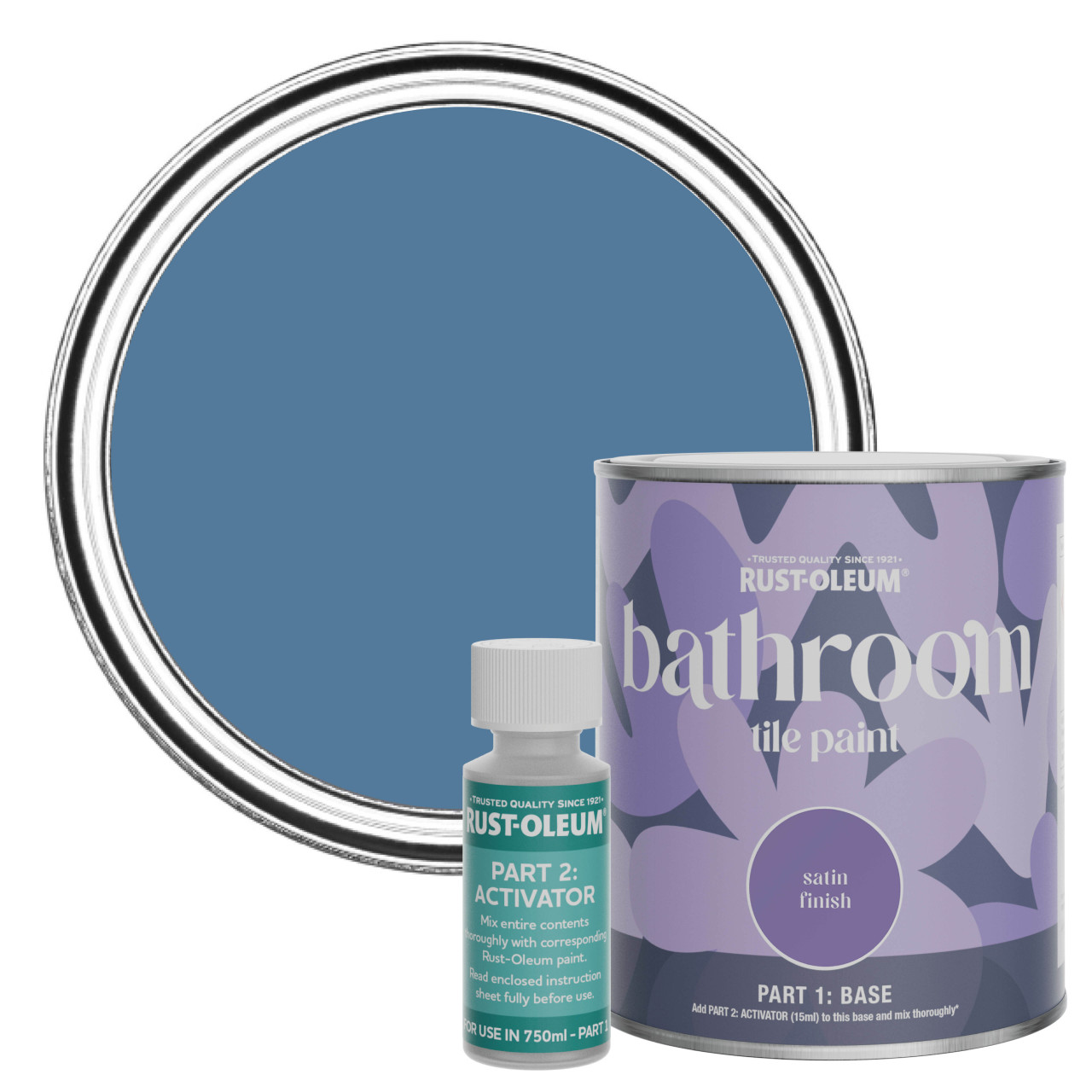 rust-oleum bathroom tile paint, satin finish - blue silk 750ml -