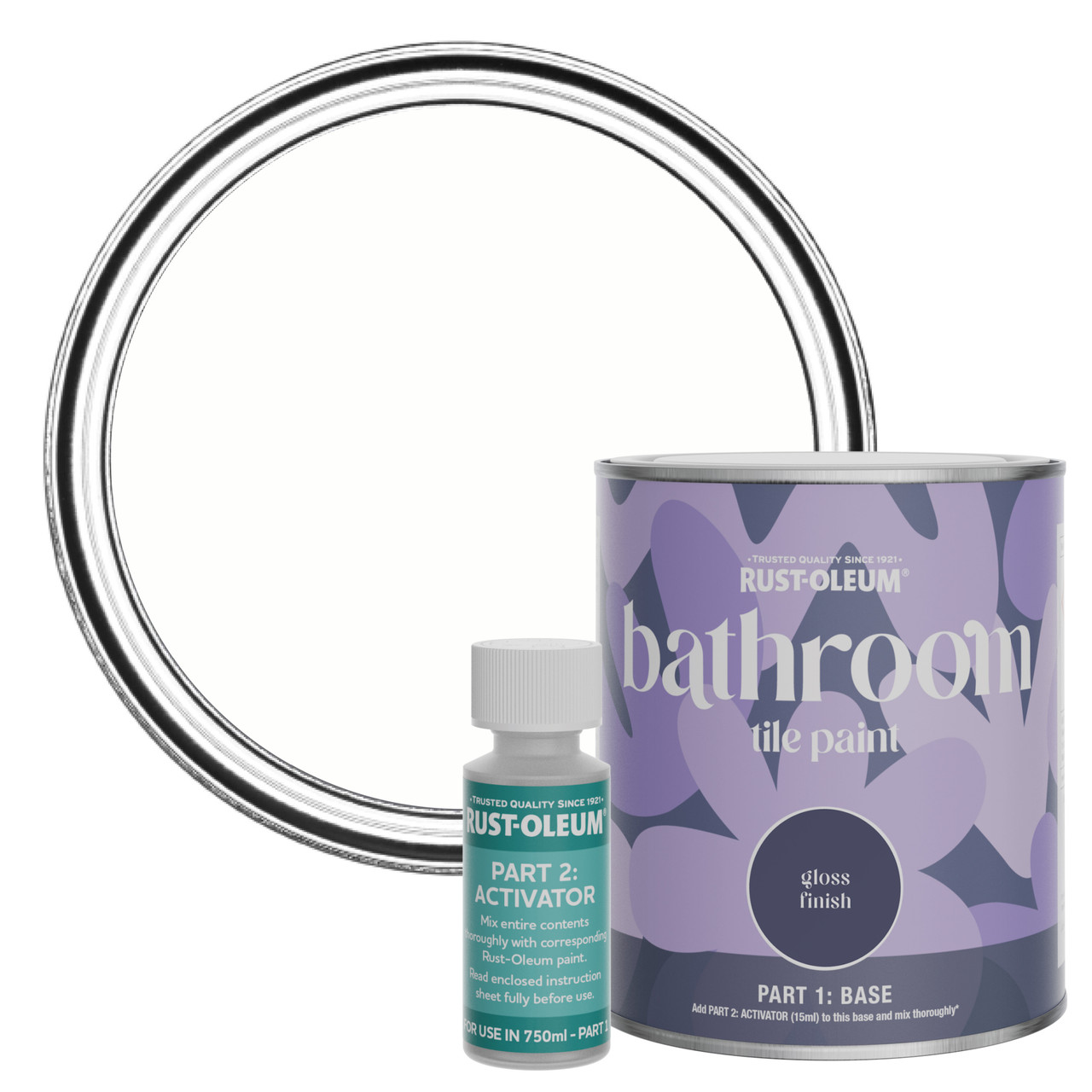 Rust-Oleum Bathroom Tile Paint, Gloss Finish - Chalk White 750ml -