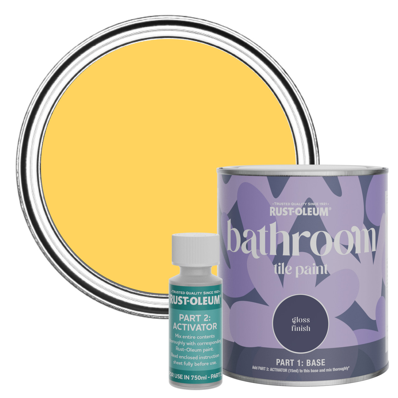 rust-oleum bathroom tile paint, gloss finish - lemon jelly 750ml -