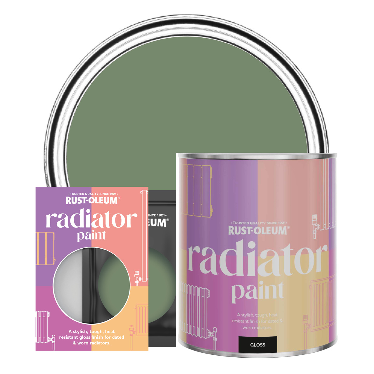 rust-oleum radiator paint, gloss finish - all green - 750ml