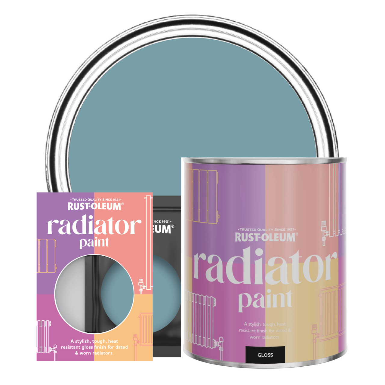 rust-oleum radiator paint, gloss finish - pacific state - 750ml