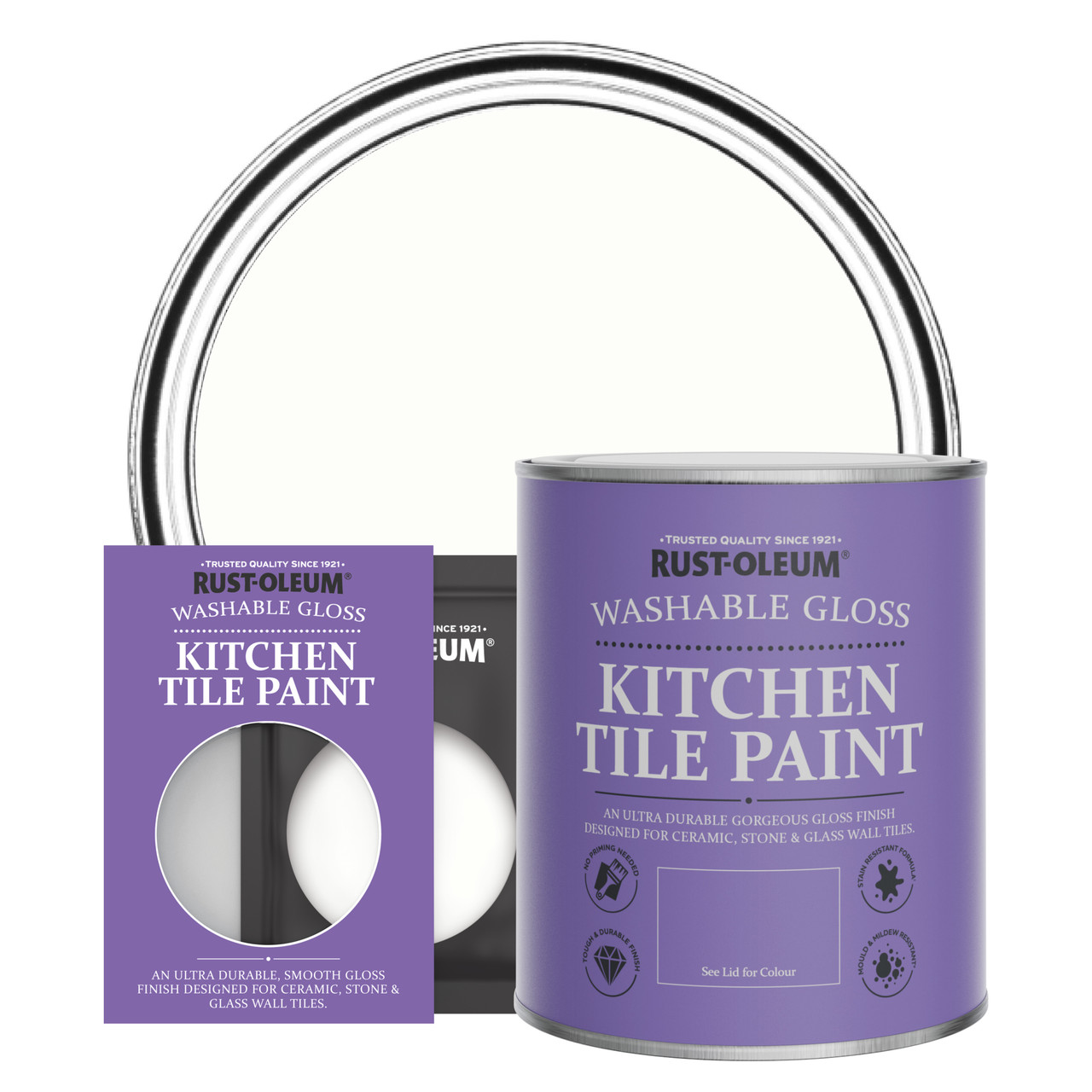 Rust-Oleum Kitchen Tile Paint, Gloss Finish - CHALK WHITE - 750ml