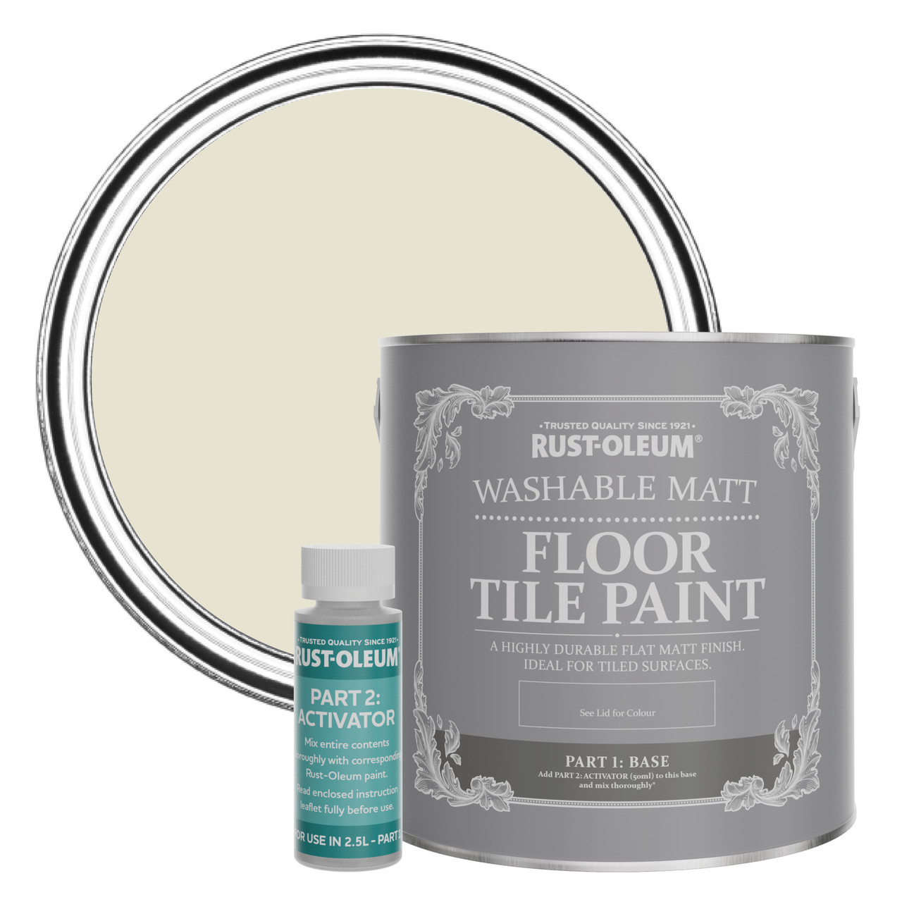 Rust-Oleum Floor Tile Paint, Matt Finish - Oyster 2.5L -