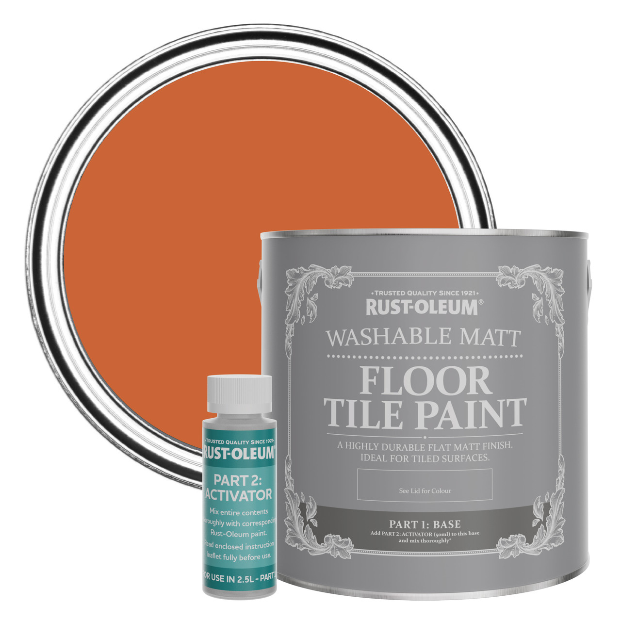 rust-oleum floor tile paint, matt finish - tiger tea 2.5l -