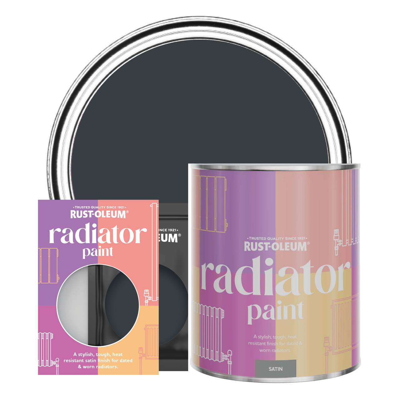 rust-oleum radiator paint, satin finish - anthracite (ral 7016) - 750ml