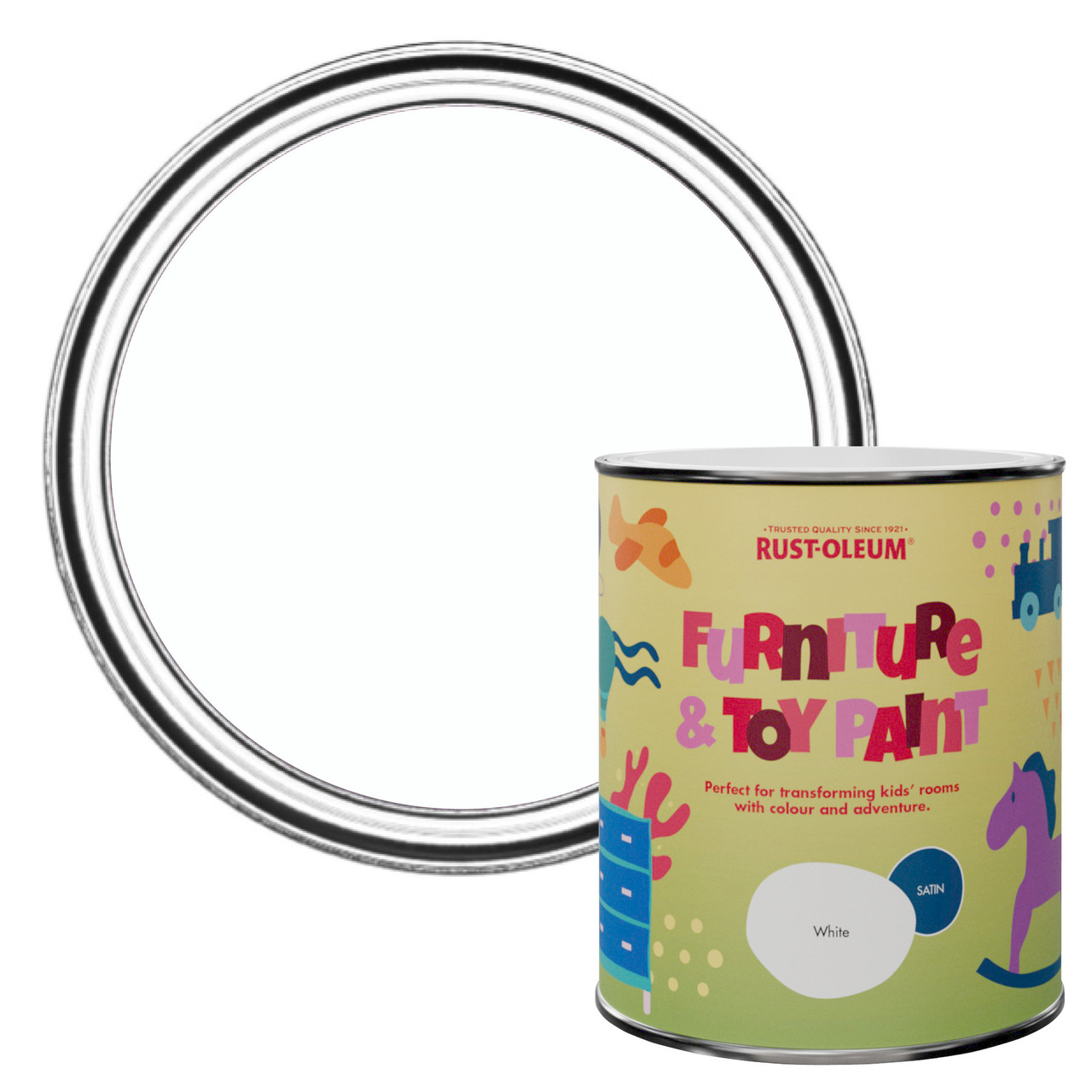 Rust-Oleum Furniture & Toy Paint, Satin Finish - White 750ml -