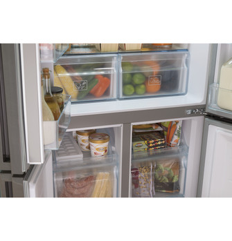 Haier 33 in. 16.8 cu. ft. Counter Depth 4-Door French Door Refrigerator -  Stainless Steel