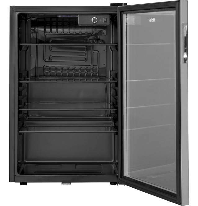 ブラック冷蔵庫 ガラス棚3段　Haier 150-Can Beverage Center - HEBF100BXS - Haier Appliances