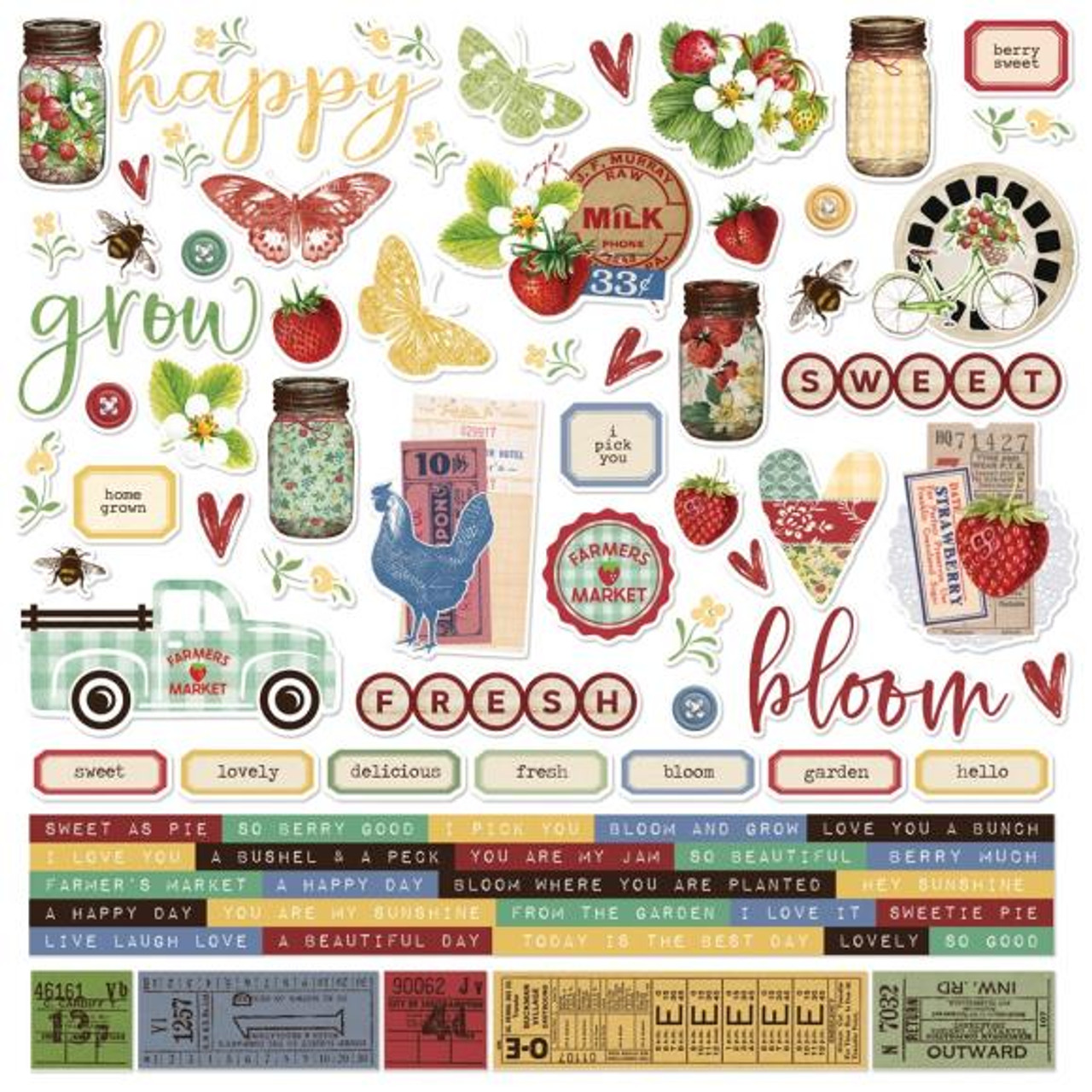 Simple Stories - Simple Vintage Berry Fields Cardstock Stickers 12X12  (BER20102)