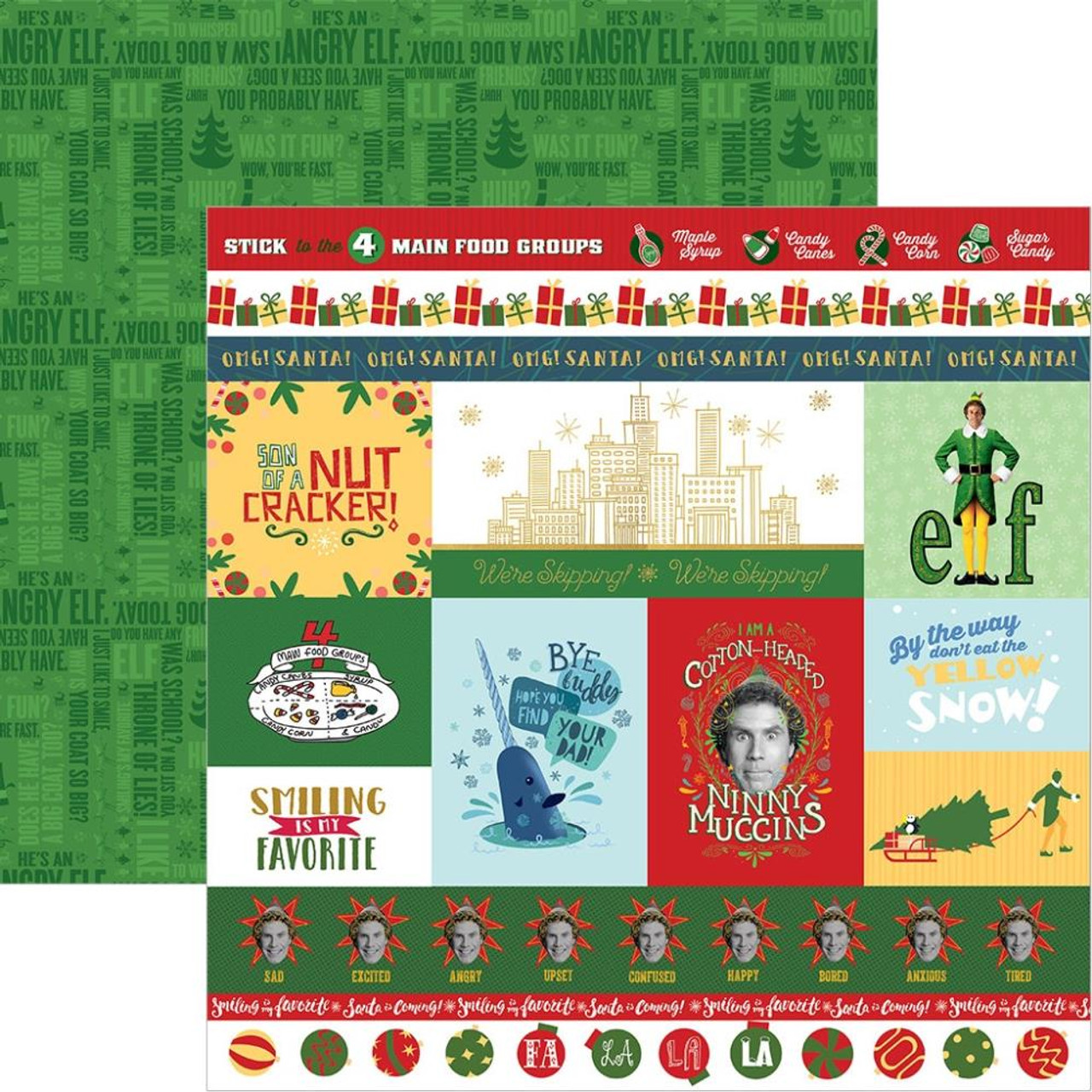 Elf Spread Christmas Cheer Tags 12 x 12 Scrapbook Paper