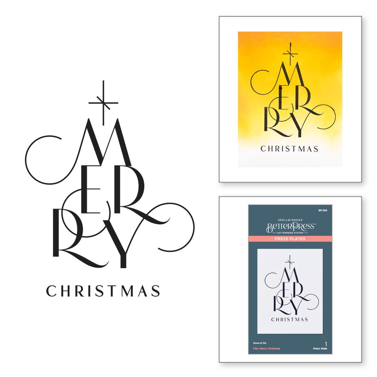 Spellbinders - BetterPress Letterpress System Press Plate & Die - Chic  Merry Christmas (BP056)