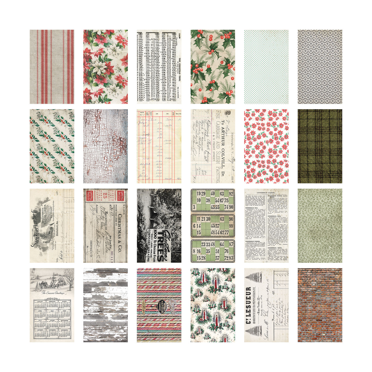 Tim Holtz Idea-Ology - Christmas 2023 - Backdrops Double-Sided Cardstock  6X10 24/Pkg (TH94346)