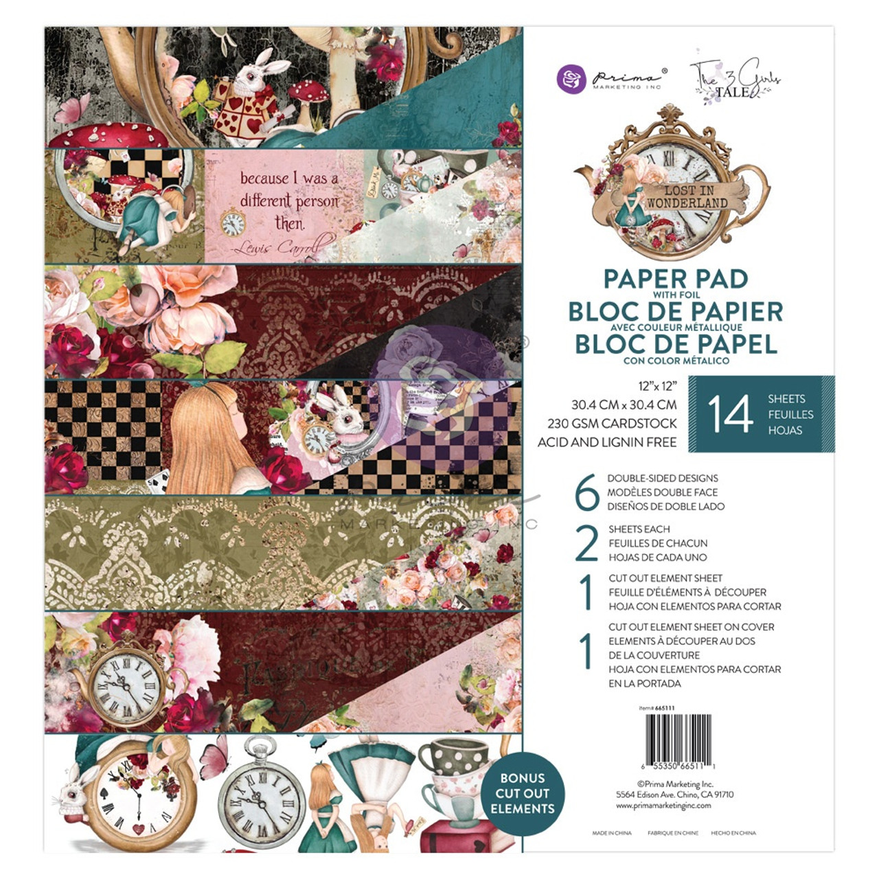 Prima Lost In Wonderland Double-Sided Paper Pack 12