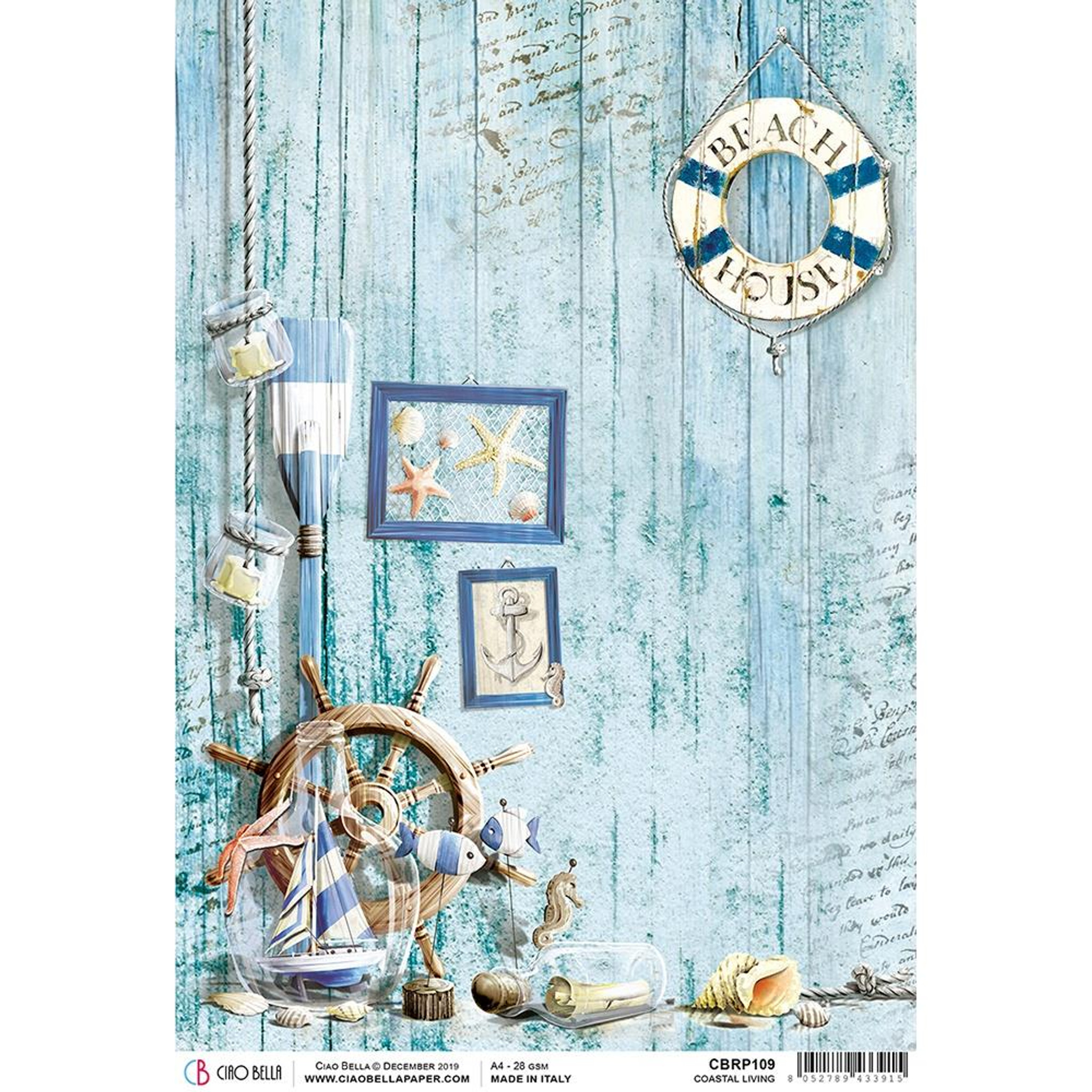 Ciao Bella Decoupage Rice Paper Sheet Coastal Living Cbrp109