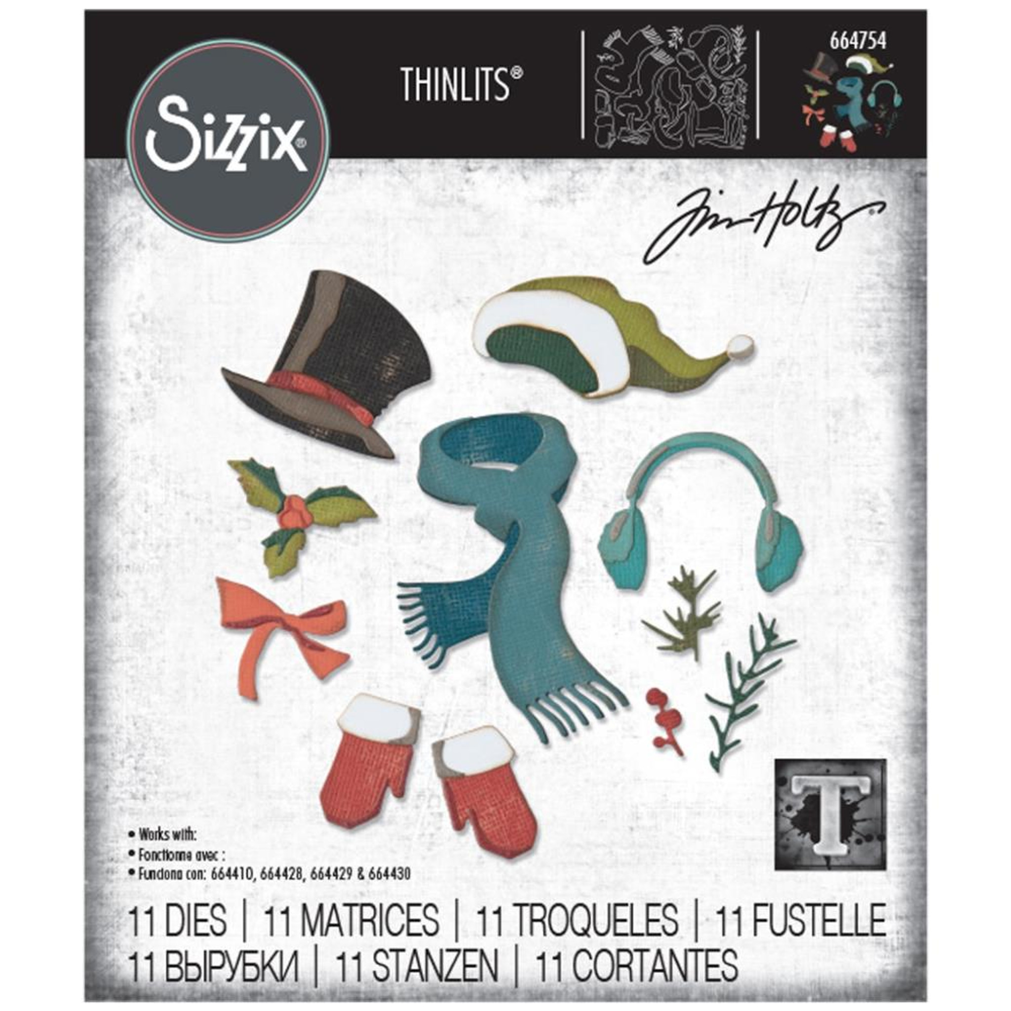Sizzix Thinlits Die Set 9pk Winter Wardrobe By Tim Holtz 664754