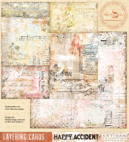 Blue Fern Studio - Happy Accident - 12x12 Scrapbooking Paper - Layering Cards