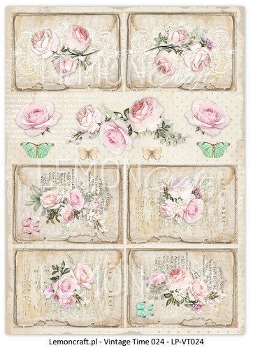Lemon Craft - Yesterday - Decorative Paper - Cut-A-Part Tags and Images - Vintage Time 024 LP-VT024