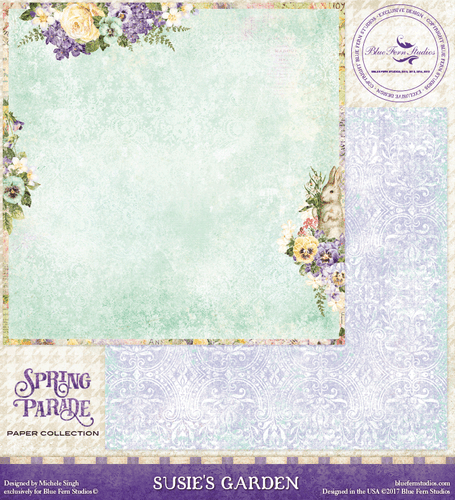 Blue Fern Studio - Spring Parade 12x12 dbl sided paper - Susie's Garden (816680)
