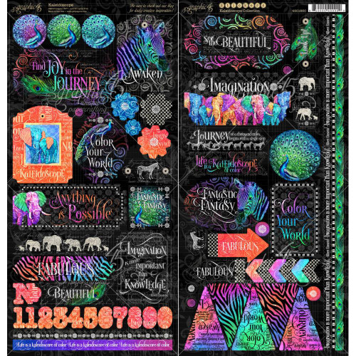 Graphic 45 - Cardstock Stickers 2 - 6"X12" Sheets - Kaleidoscope (G4501860)